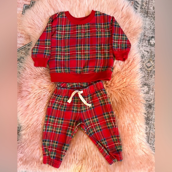 Baby Gap Boy or Girl Red Tartan Plaid Holiday Set - Size 6-12 Months - Picture 1 of 14